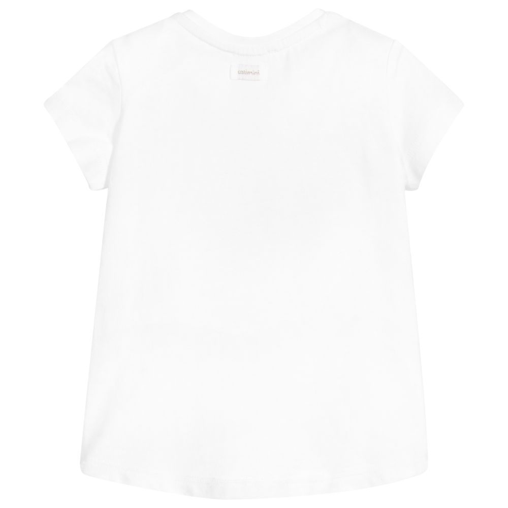 Catimini-تيشيرت قطن جيرسي لون أبيض للبنات | Childrensalon Outlet
