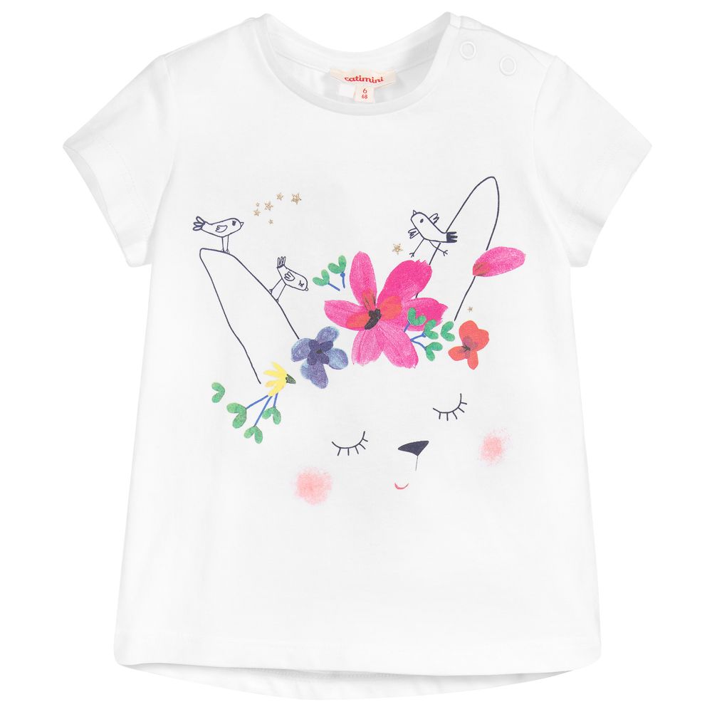 Catimini-White Floral T-Shirt | Childrensalon Outlet