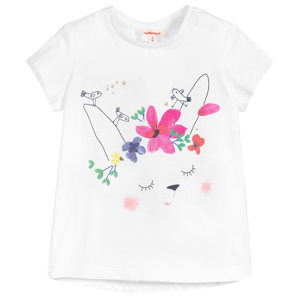 Catimini - White Floral T-Shirt | Childrensalon