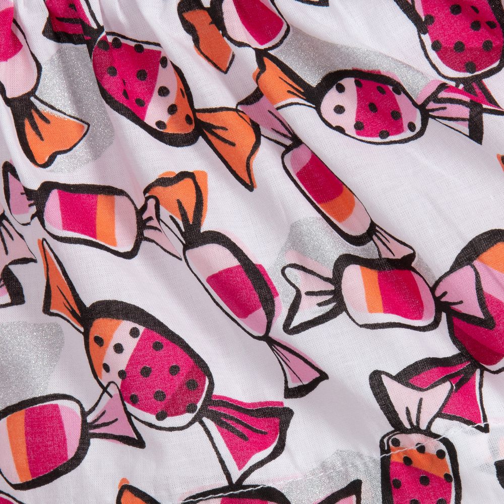 Catimini-بلوز قطن لون أبيض وزهري | Childrensalon Outlet