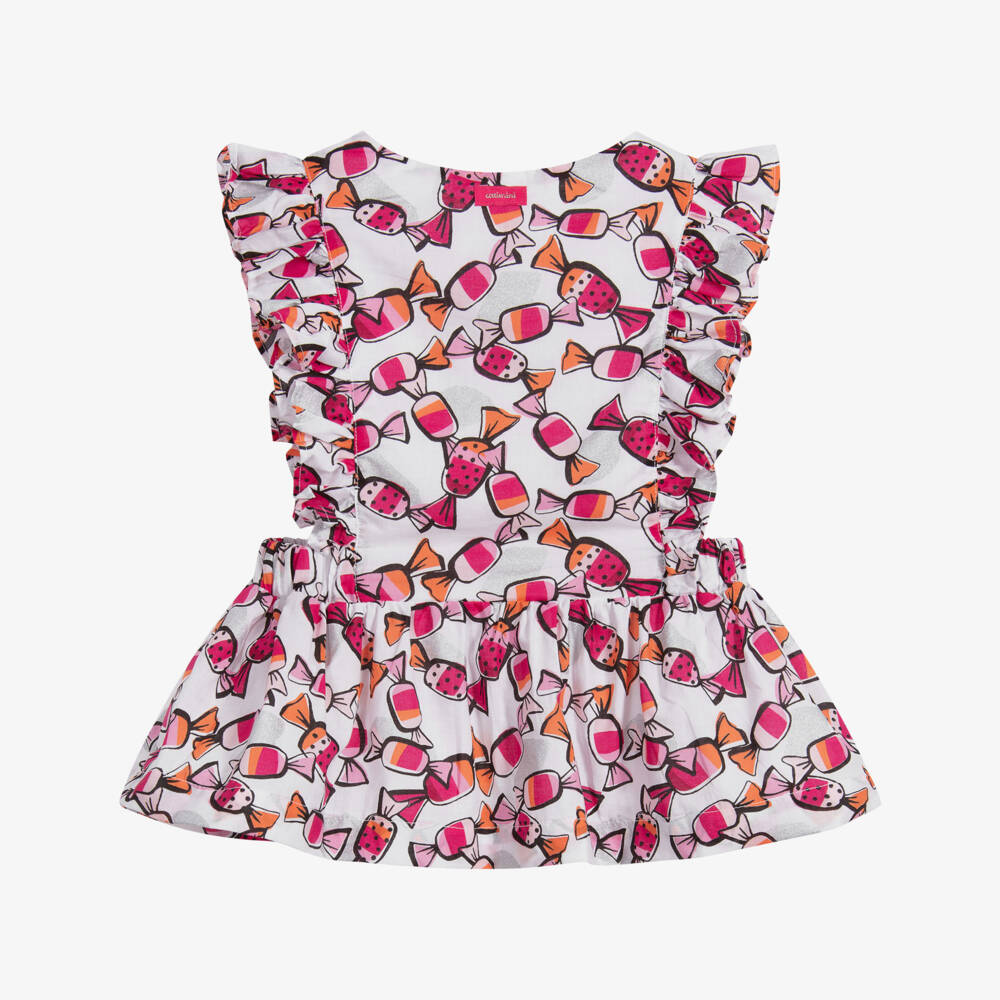 Catimini-White & Pink Sweetie Blouse | Childrensalon Outlet