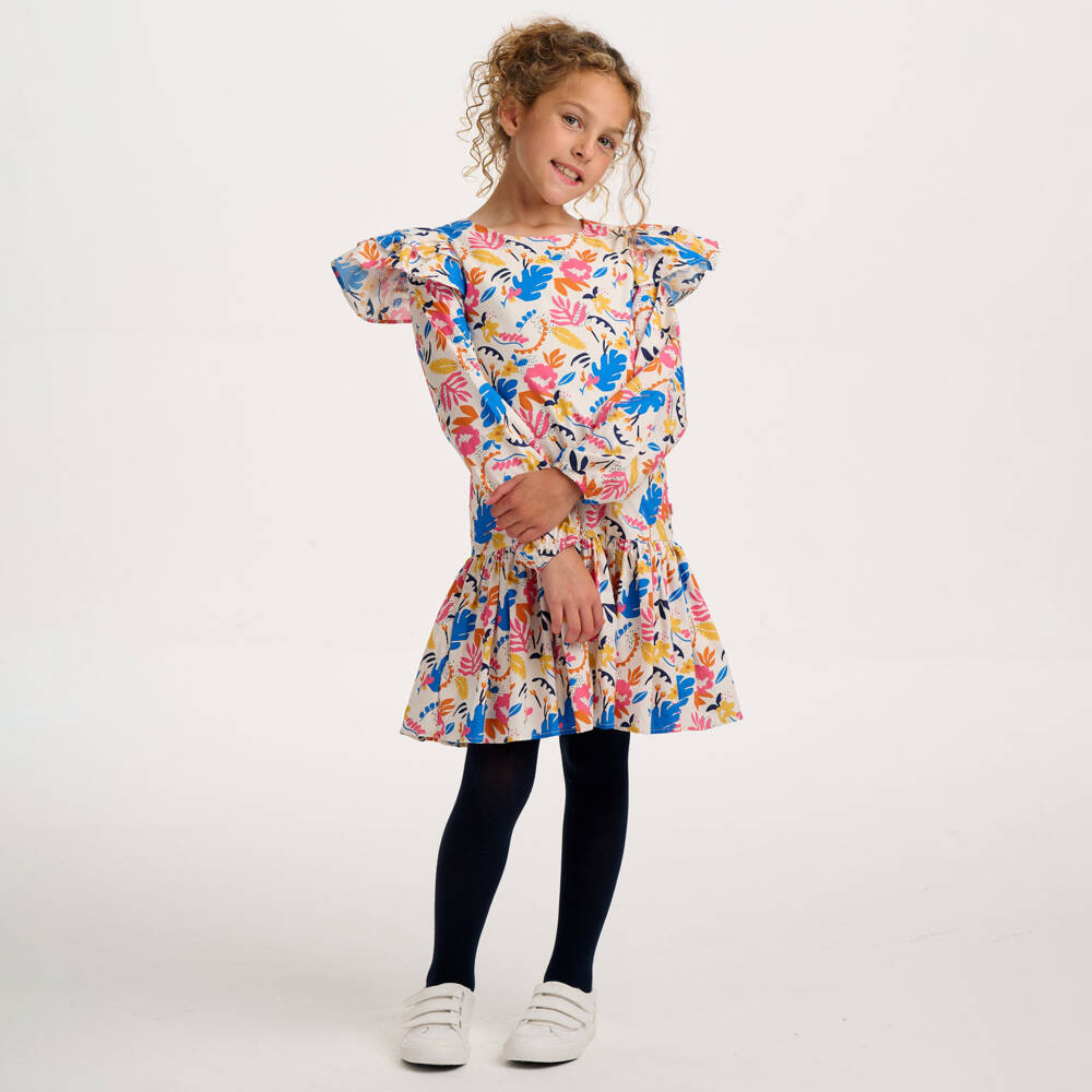 Catimini-White Printed Cotton Dress | Childrensalon Outlet