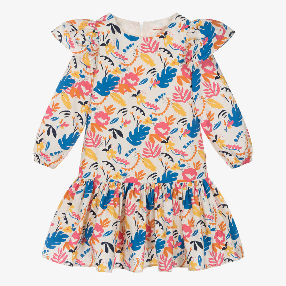 Catimini-White Printed Cotton Dress | Childrensalon Outlet
