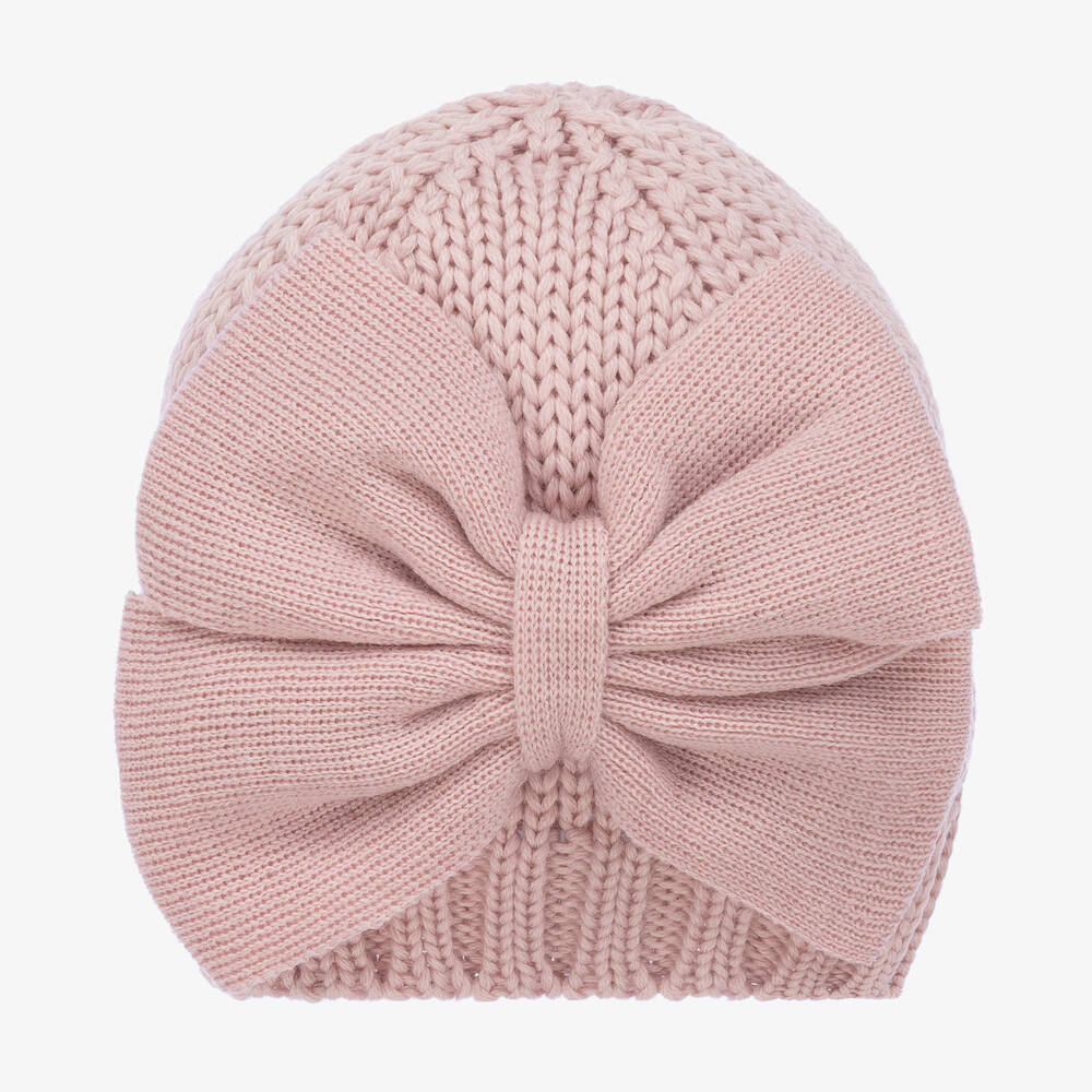 Catya - Baby Girls Pink Wool Knitted Hat | Childrensalon