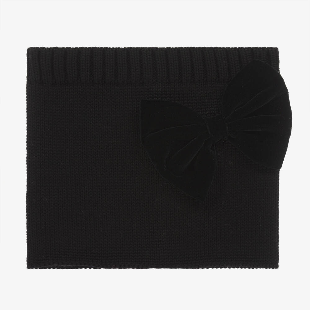 Catya-Girls Black Knit Hat & Snood Set | Childrensalon Outlet