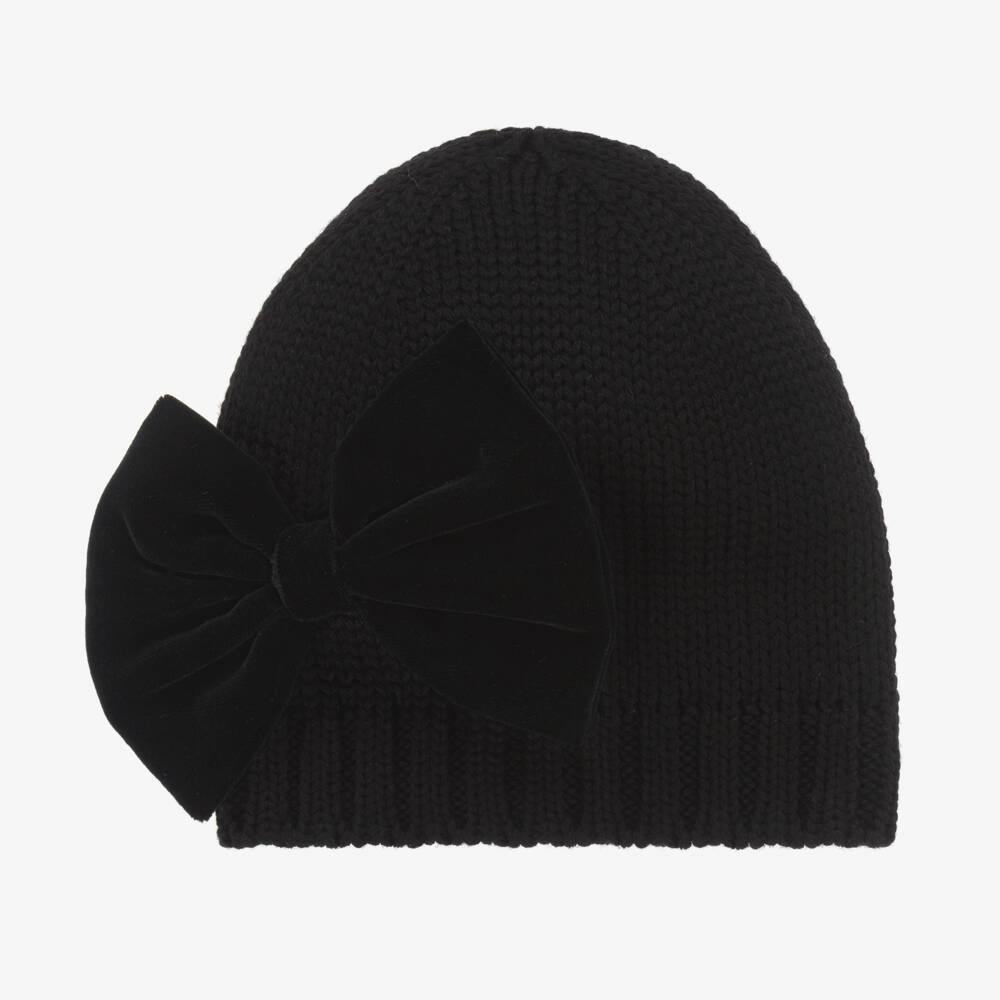 Catya-Girls Black Knit Hat & Snood Set | Childrensalon Outlet