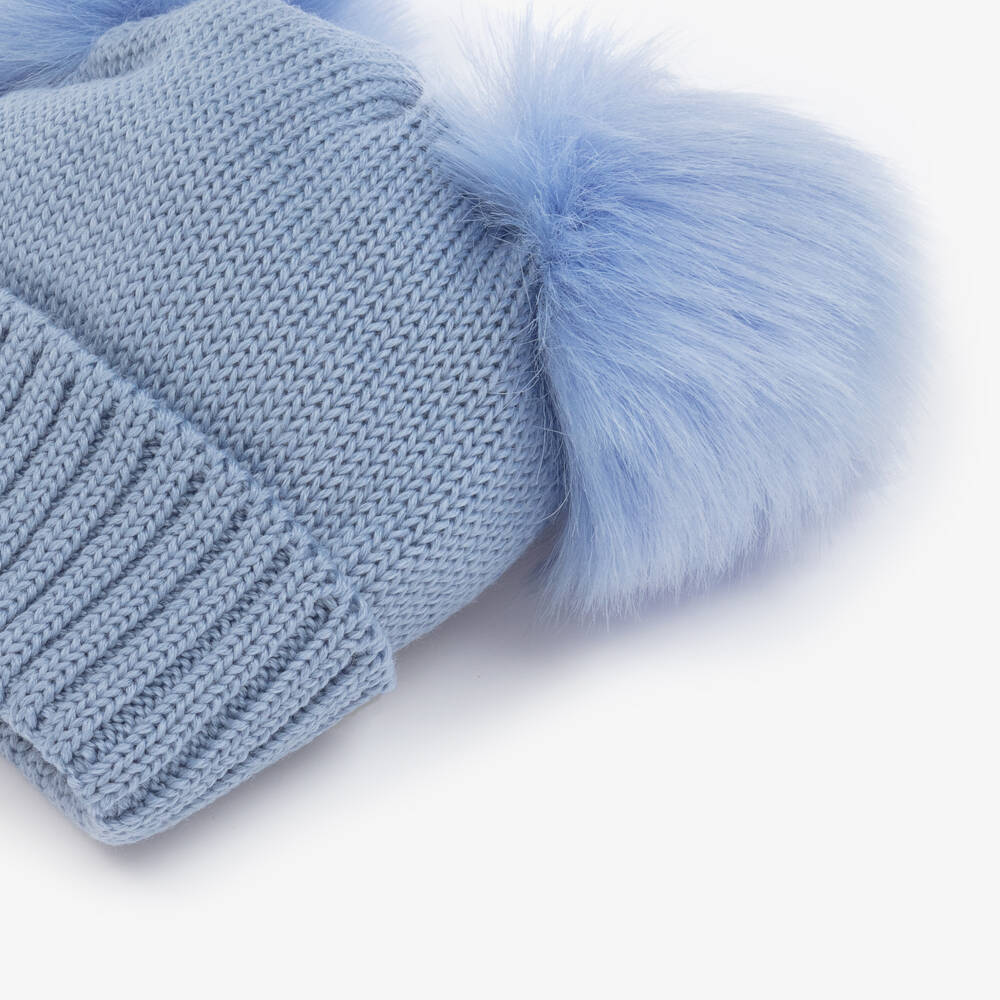 Catya-Girls Blue Wool Pom-Pom Beanie | Childrensalon Outlet