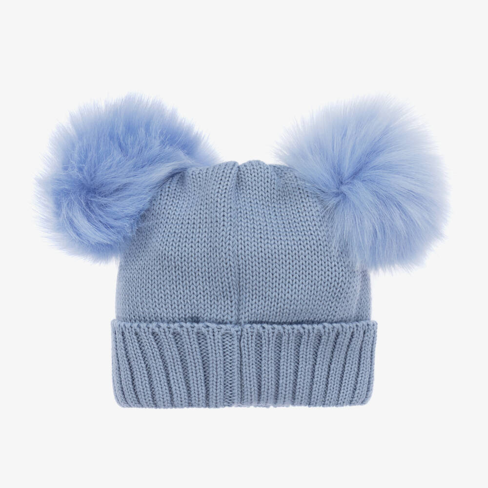 Catya-Girls Blue Wool Pom-Pom Beanie | Childrensalon Outlet
