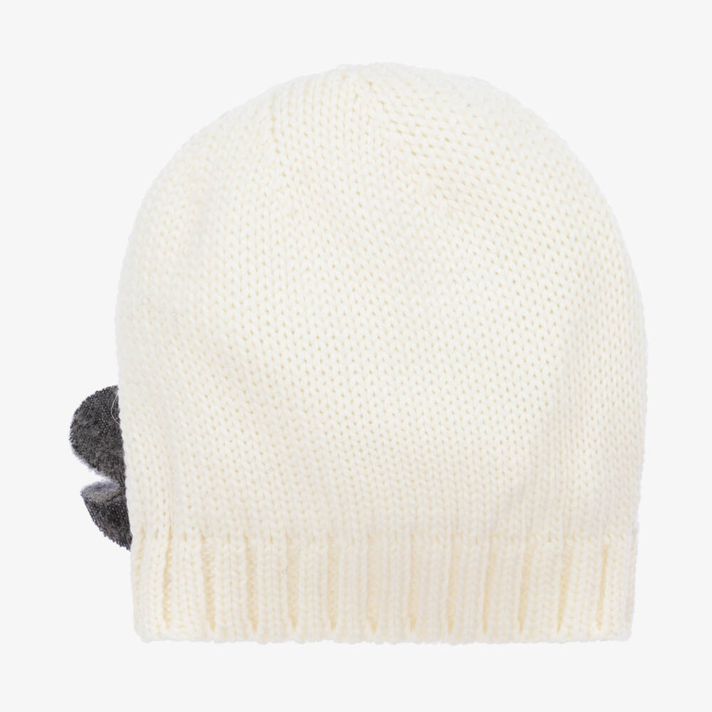 Catya-Girls Ivory Merino Floral Beanie | Childrensalon Outlet