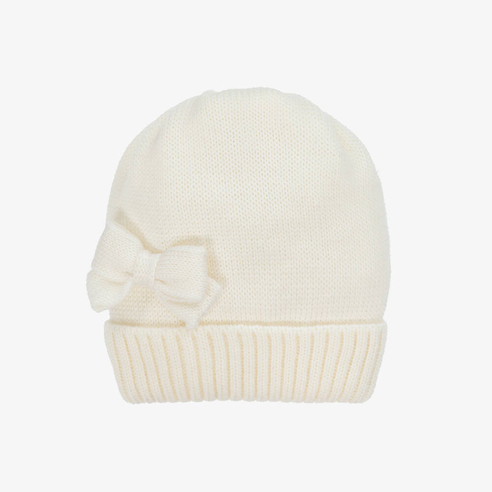 Catya-Girls Ivory Merino Wool Bow Hat | Childrensalon Outlet