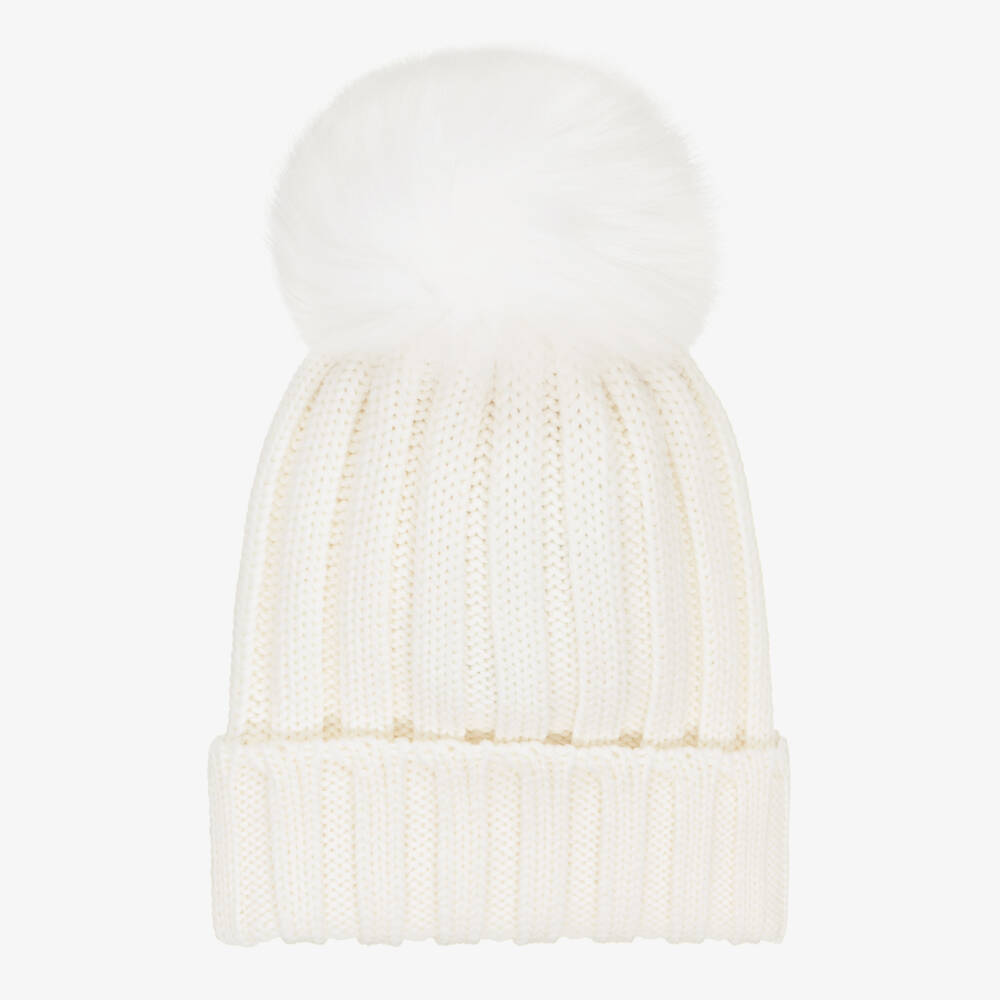 Catya-Girls Ivory Pom Pom Winter Hat | Childrensalon Outlet