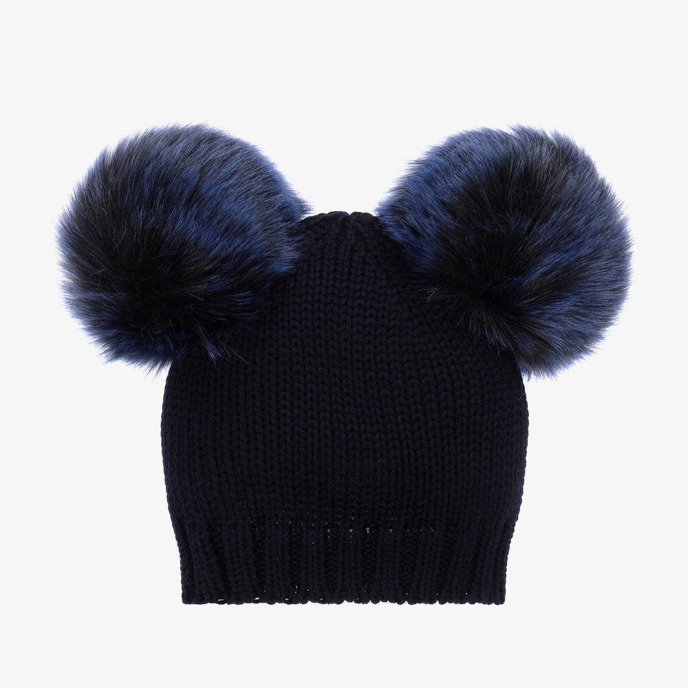 Catya-Синяя шерстяная шапка с помпоном | Childrensalon Outlet