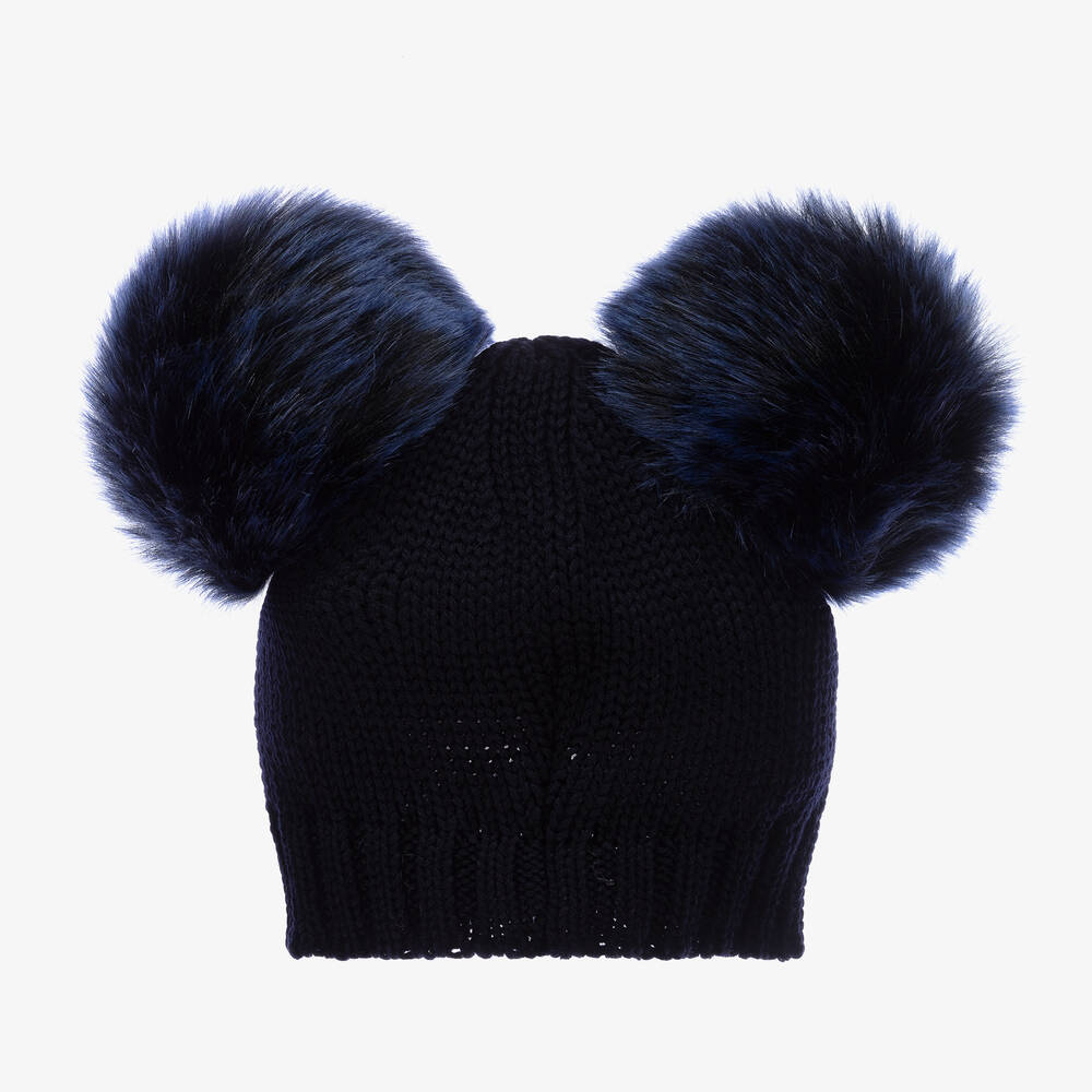 Catya-Синяя шерстяная шапка с помпоном | Childrensalon Outlet