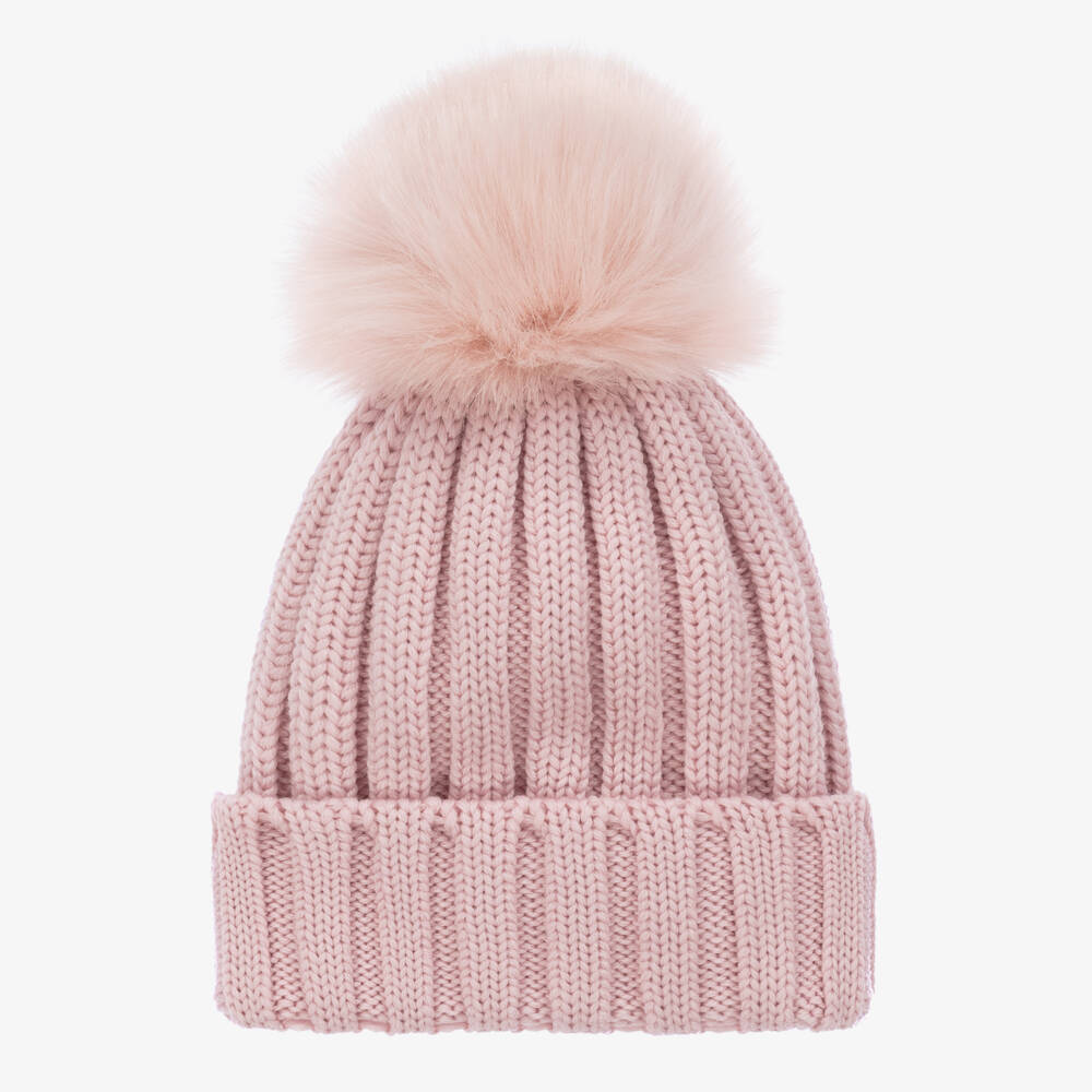 Catya-Girls Pale Pink Wool Pom-Pom Beanie | Childrensalon Outlet