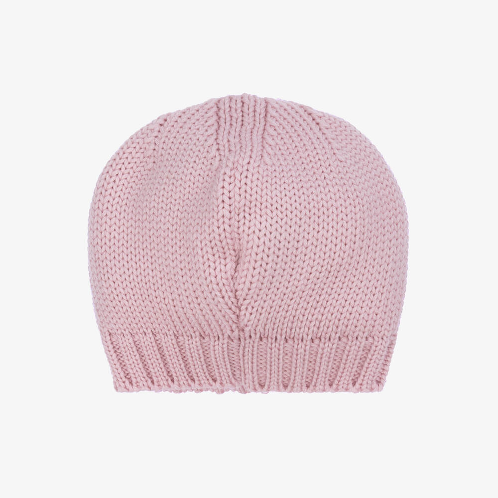 Catya-Girls Pink Merino Floral Knit Hat | Childrensalon Outlet