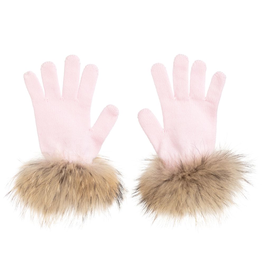 Catya - Girls Pink Merino Wool Gloves | Childrensalon
