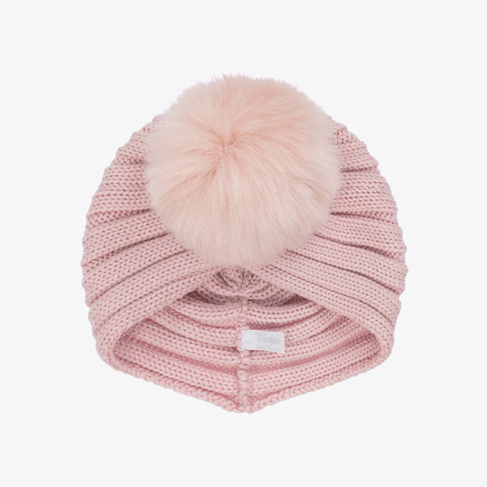 Catya-Мягкая розовая шерстяная шапка-тюрбан для девочек | Childrensalon Outlet