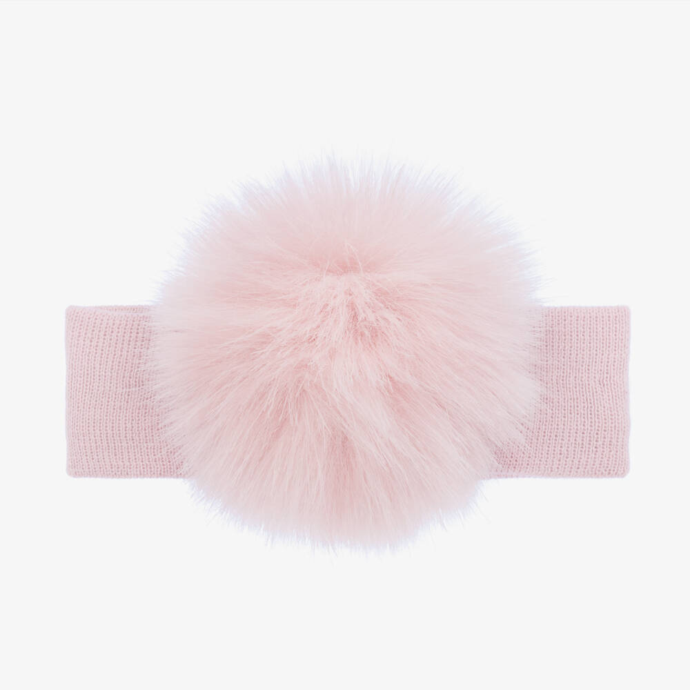 Catya-Girls Pink Wool Pom-Pom Headband | Childrensalon Outlet