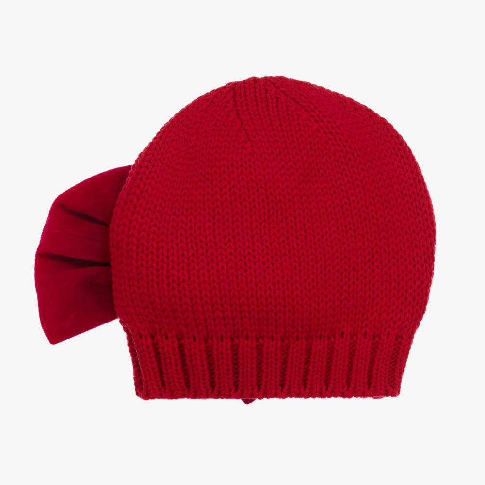 Catya-Girls Scarlet Merino Bow Beanie | Childrensalon Outlet