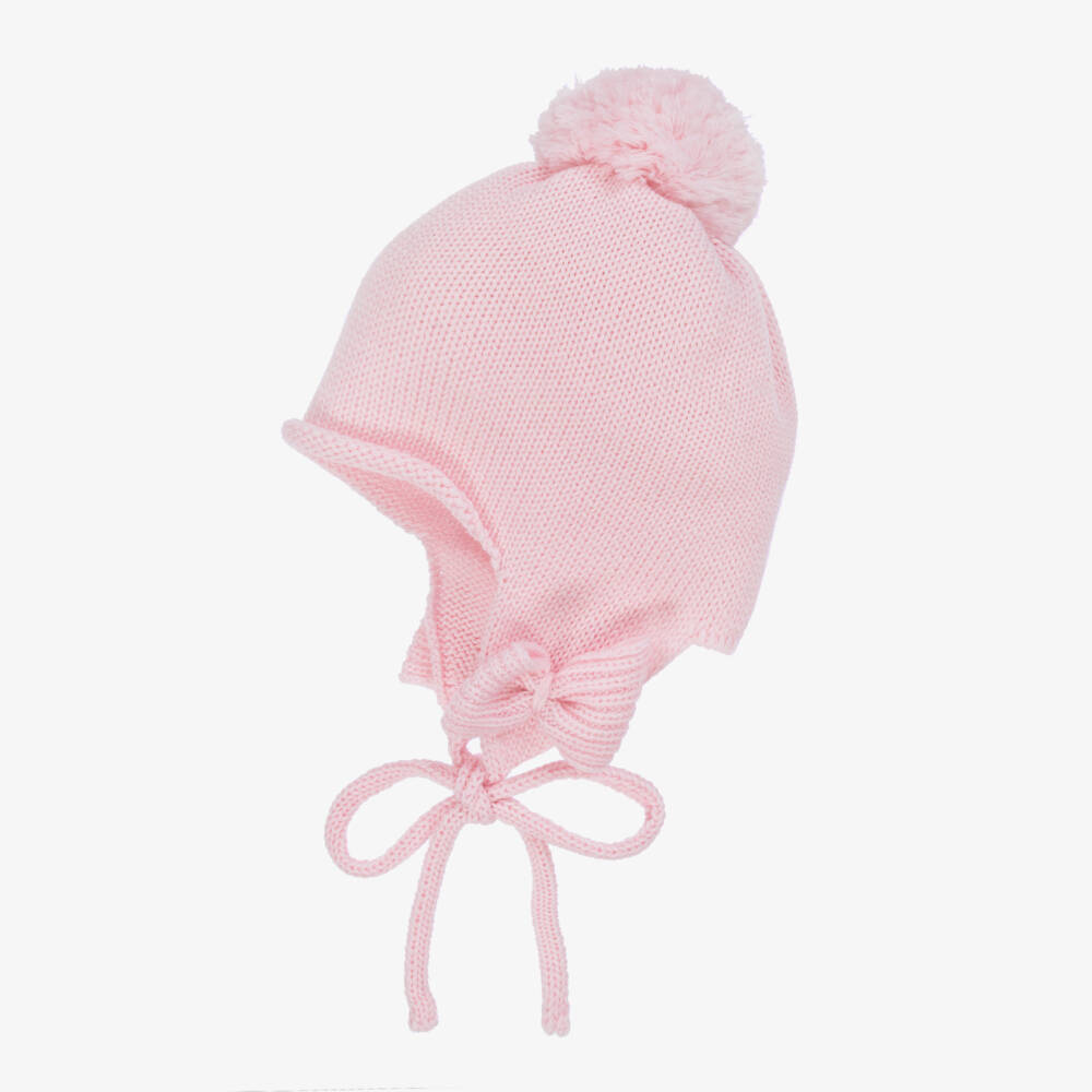 Catya-Girls Soft Pink Merino Pom Hat | Childrensalon Outlet