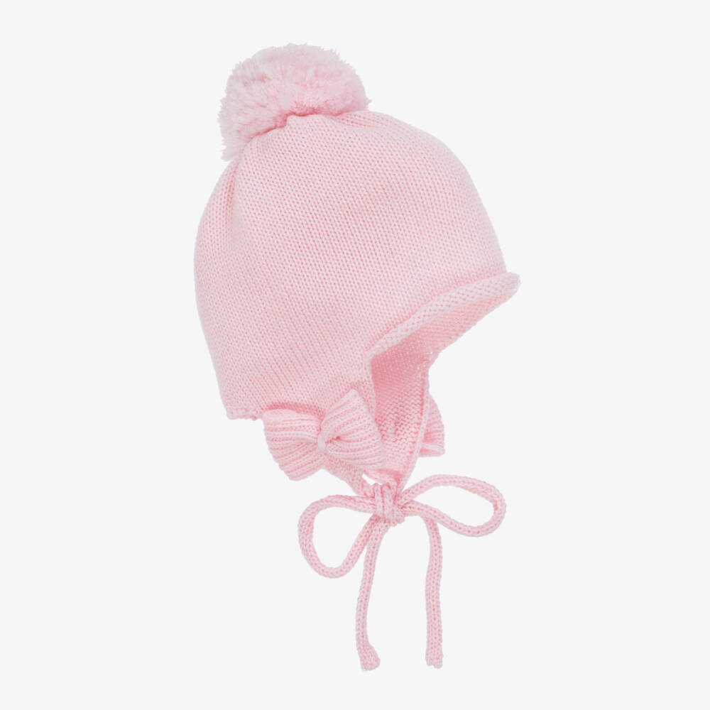 Catya-Girls Soft Pink Merino Pom Hat | Childrensalon Outlet