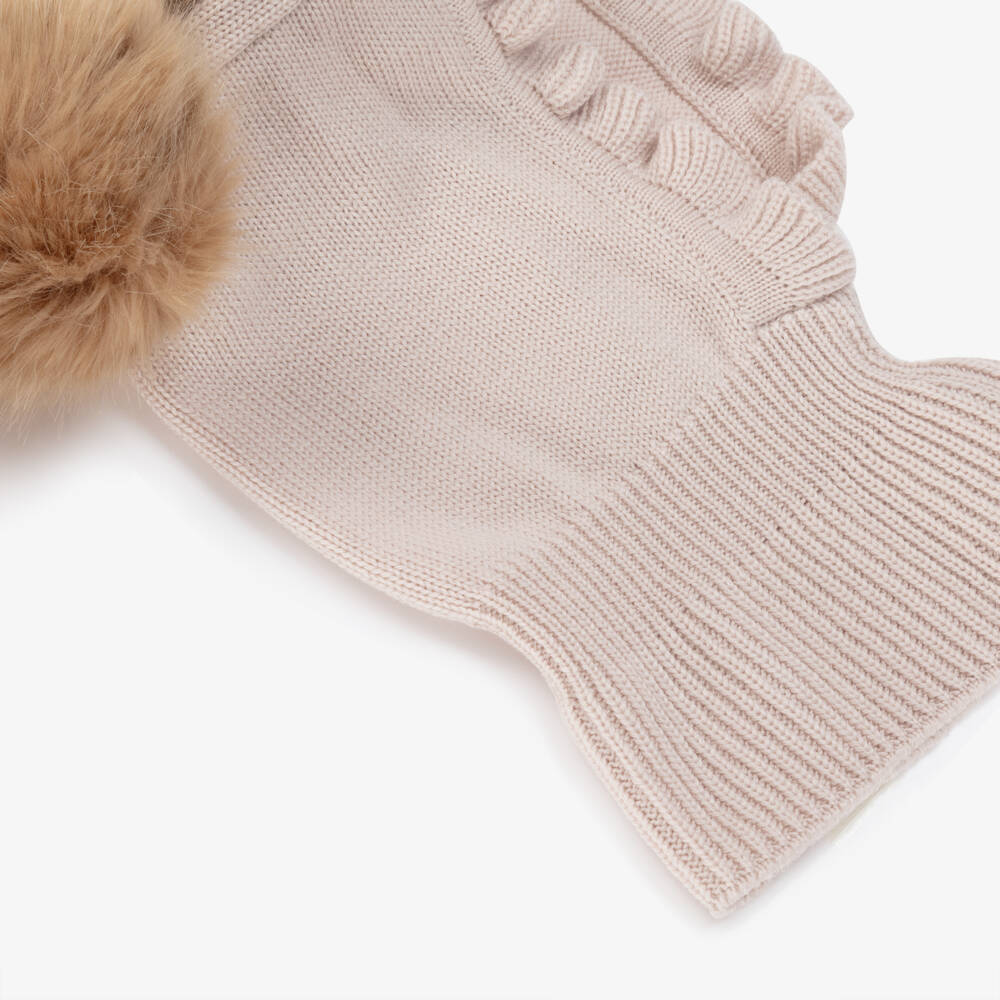 Catya-Girls Soft Pink Pom-Pom Knit Balaclava | Childrensalon Outlet