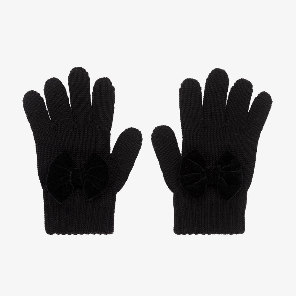 Catya-Girls Wool Knit Black Gloves | Childrensalon Outlet