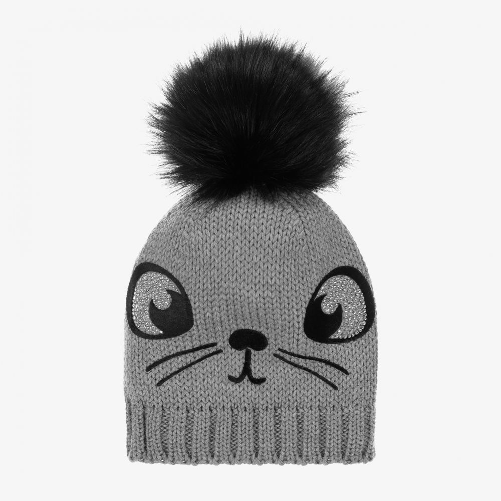 Catya - Grey Merino Wool Knitted Hat | Childrensalon