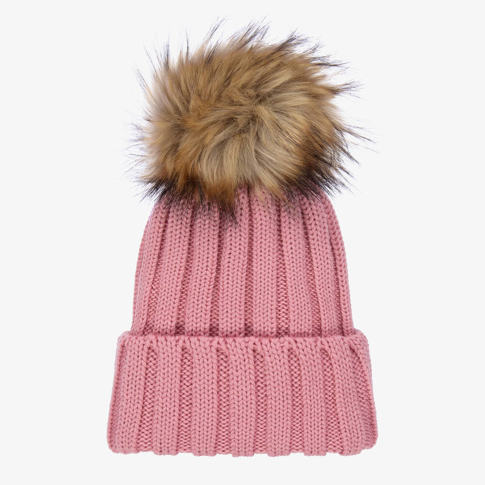 Catya - Розовая шапка с помпоном из искусственного меха | Childrensalon