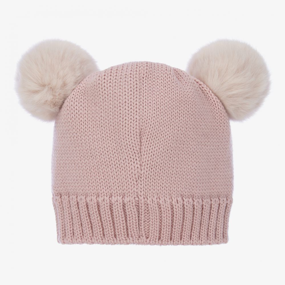 Catya-Розовая вязаная шерстяная шапка с помпоном | Childrensalon Outlet