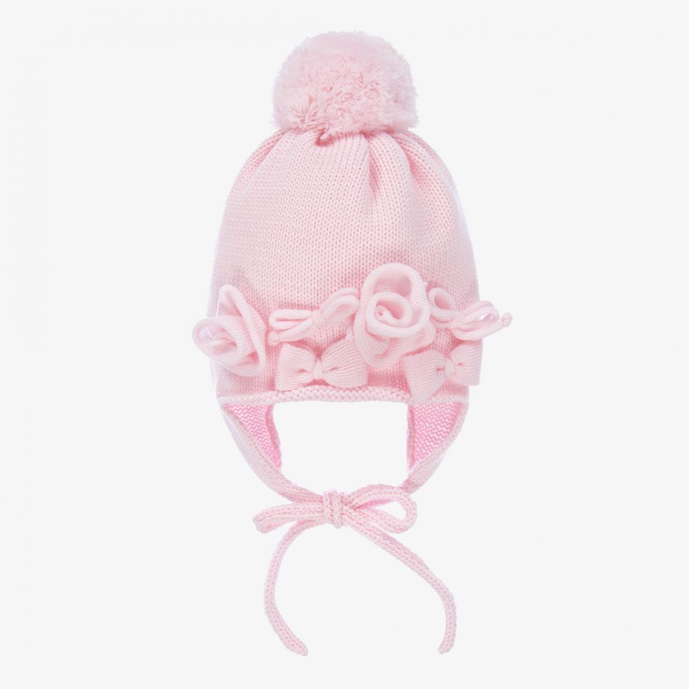 Catya - Розовая вязаная шапка из мериносовой шерсти | Childrensalon