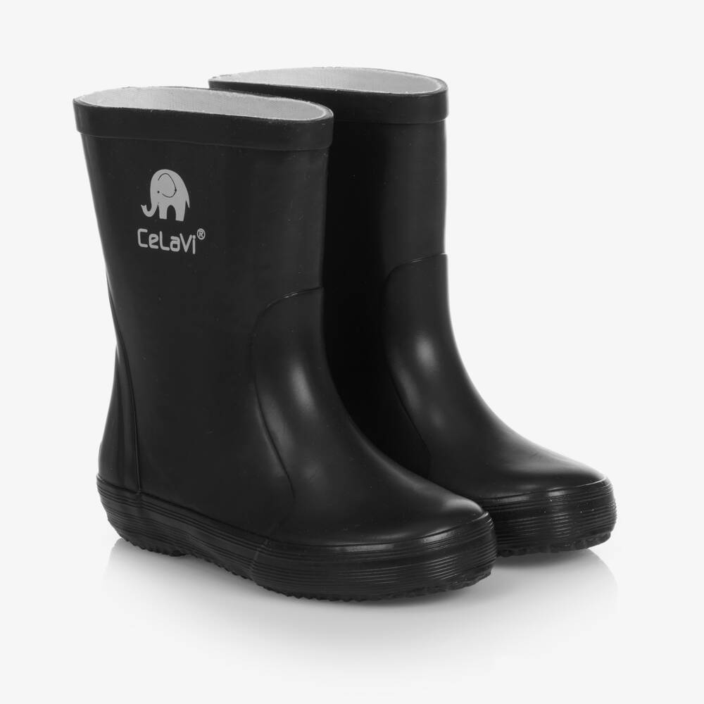 CeLaVi-Black Natural Rubber Rain Boots | Childrensalon Outlet
