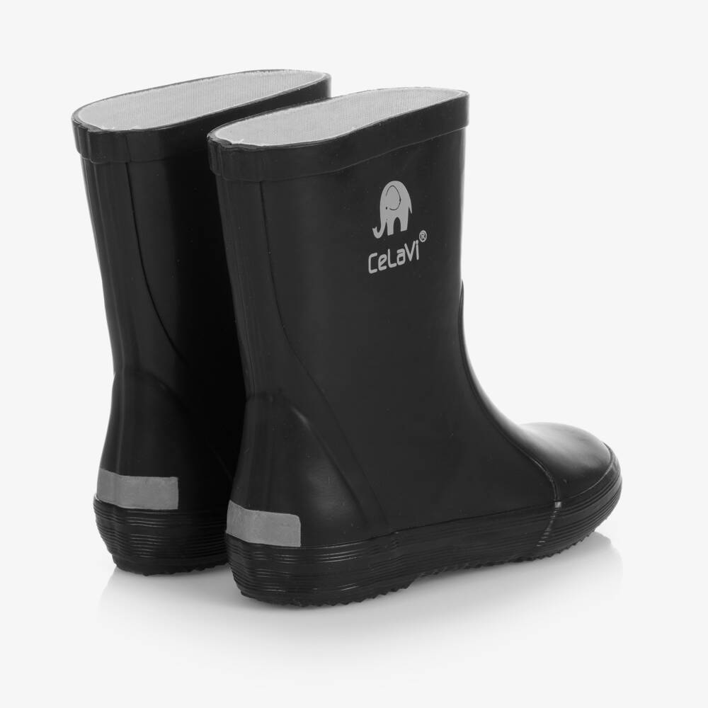 CeLaVi-Black Natural Rubber Rain Boots | Childrensalon Outlet