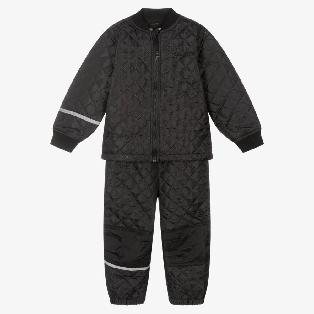 CeLaVi-Black Quilted Jacket & Trouser Set | Childrensalon Outlet