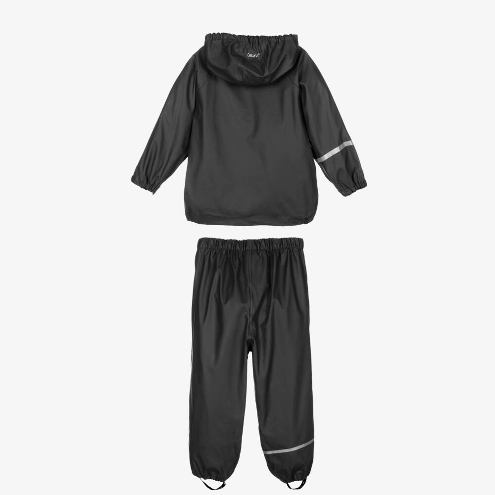 CeLaVi-Black Waterproof Kids Rain Set | Childrensalon Outlet
