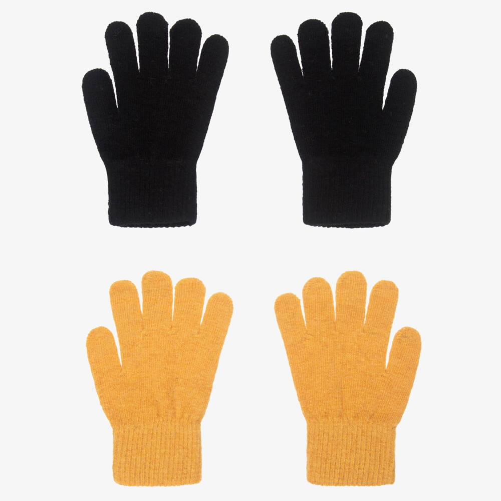 CeLaVi-Boys Yellow & Black Knit Mittens | Childrensalon Outlet