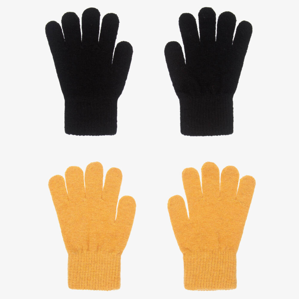 CeLaVi-Boys Yellow & Black Knit Mittens | Childrensalon Outlet