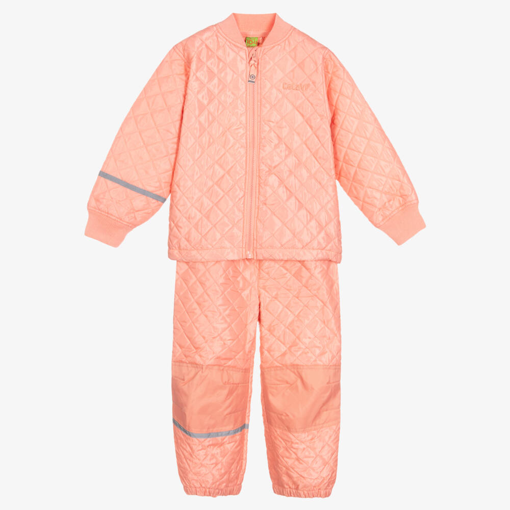 CeLaVi-Girls Coral Quilted Coat and Trousers | Childrensalon Outlet