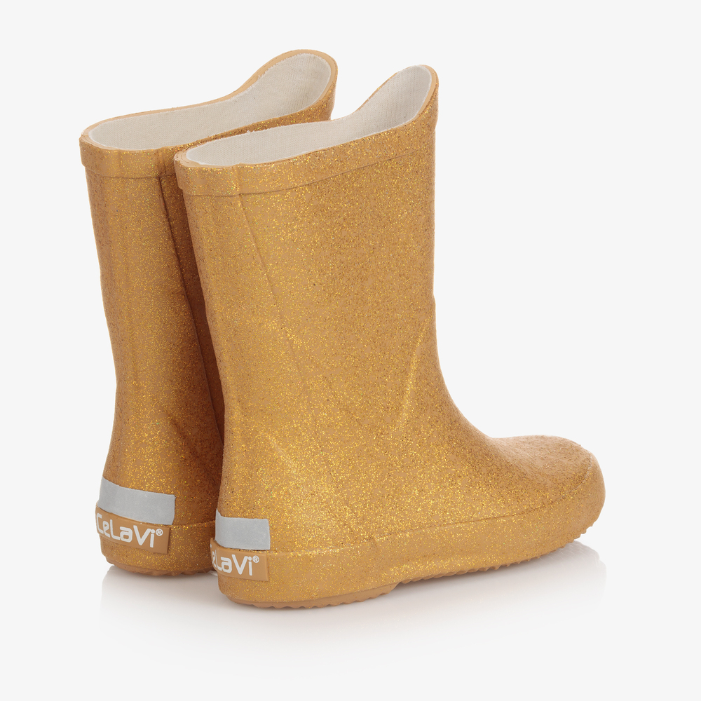 Gold glitter rain boots hotsell