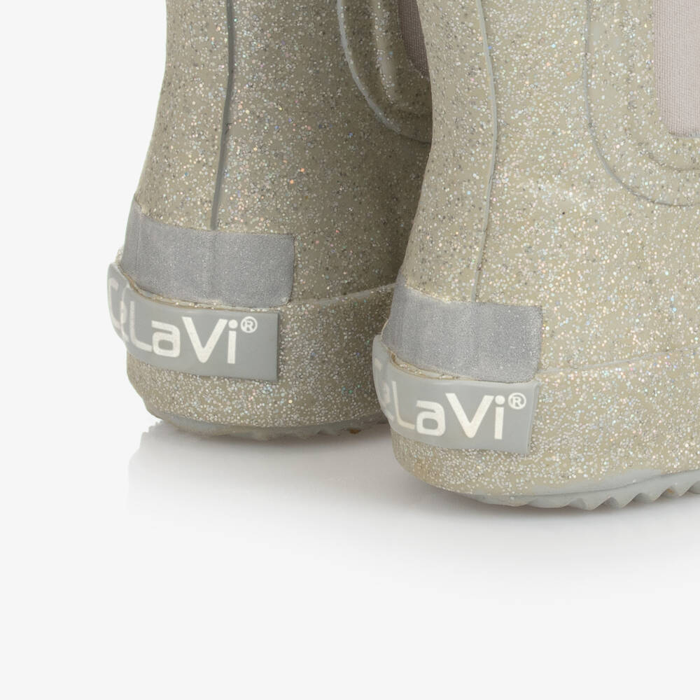 CeLaVi-حذاء مطري ذهبي براق للبنات | Childrensalon Outlet
