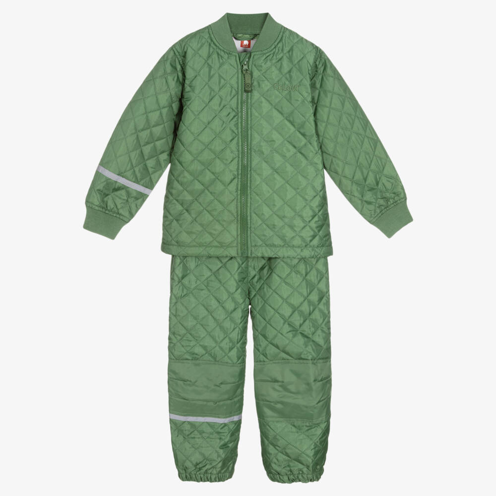 CeLaVi-طقم جاكيت وبنطلون مبطن أخضر | Childrensalon Outlet