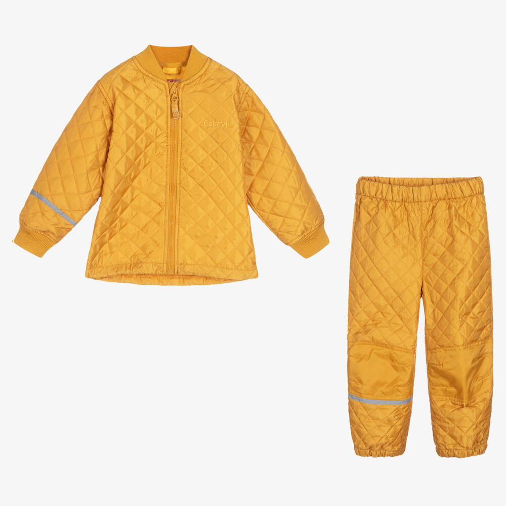 CeLaVi-Yellow Quilted Jacket & Trouser Set | Childrensalon Outlet