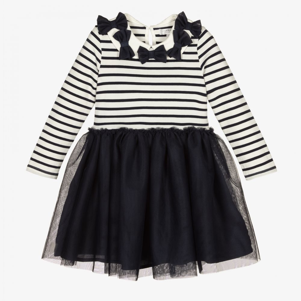 Charabia - Blue Cotton & Tulle Dress | Childrensalon