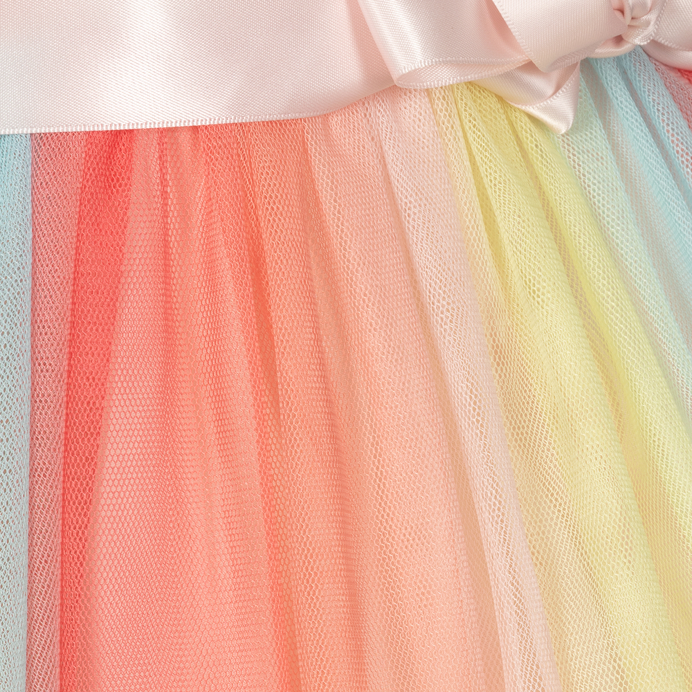 Charabia-فستان تول مقلم بطبعة ملونة | Childrensalon Outlet