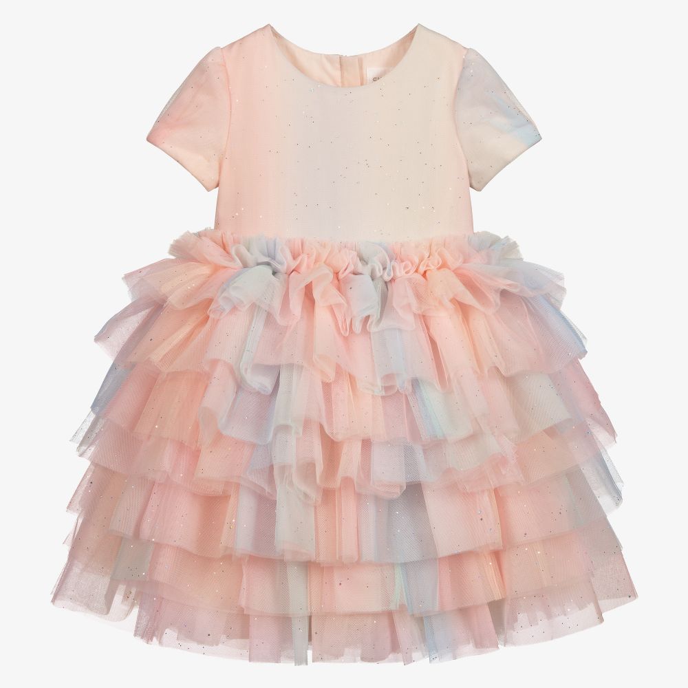 Charabia-Girls Glittery Tulle Dress | Childrensalon Outlet
