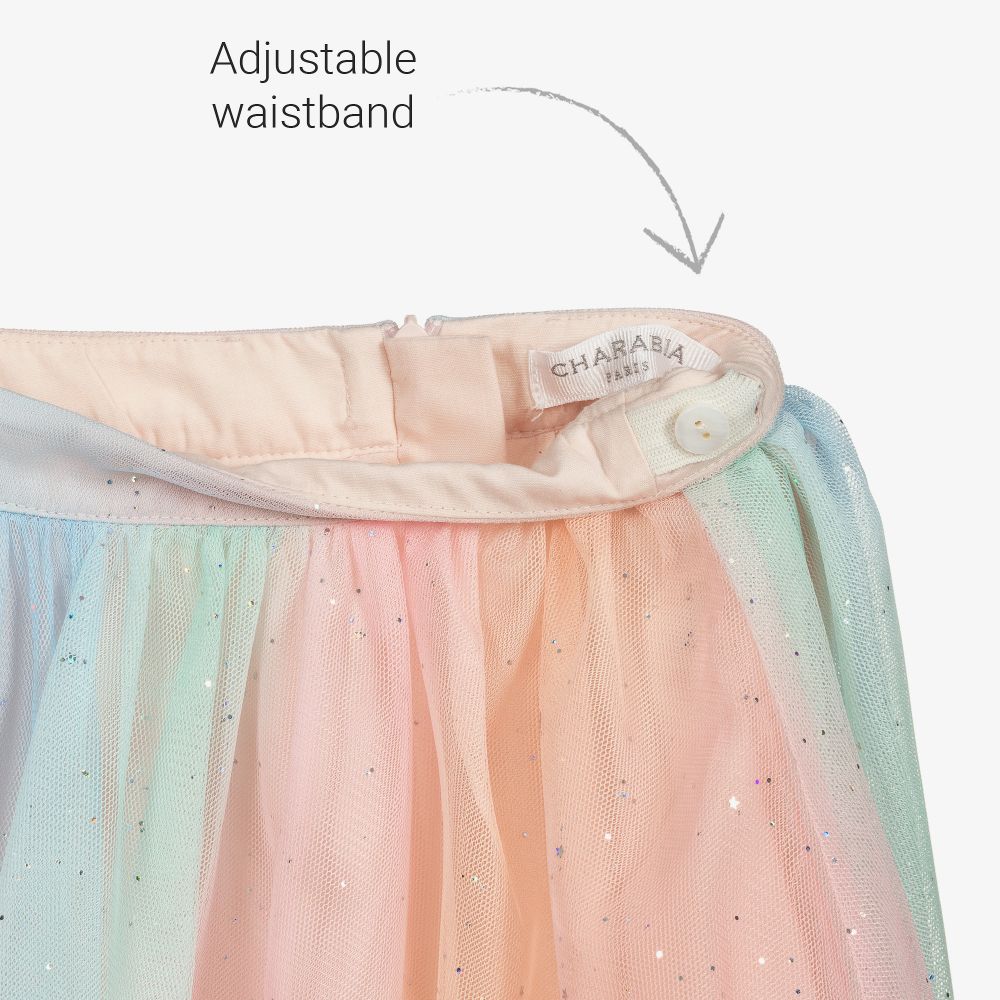 Charabia-تنورة ميدي تول غليتر لون زهري | Childrensalon Outlet