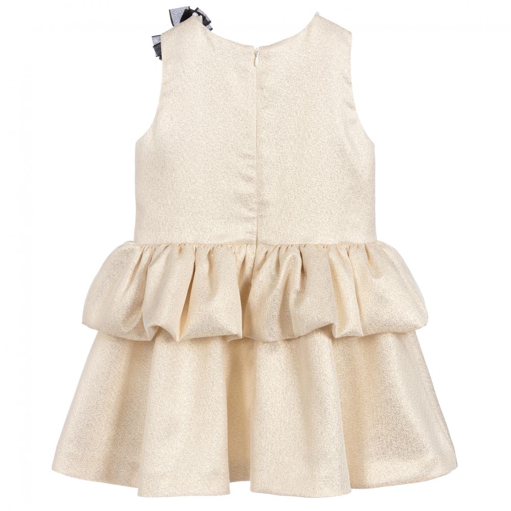 Charabia-Girls Gold Brocade Dress | Childrensalon Outlet