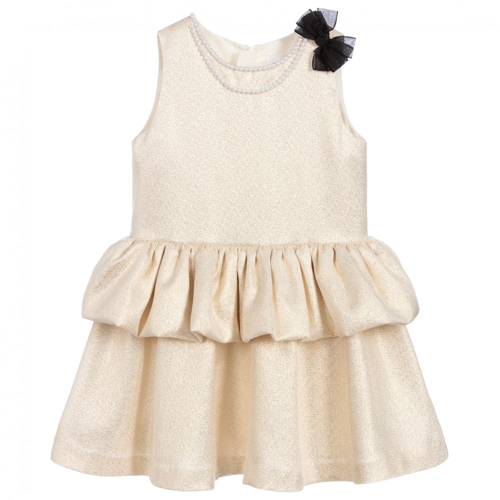 Charabia - Robe dorée en brocart Fille | Childrensalon