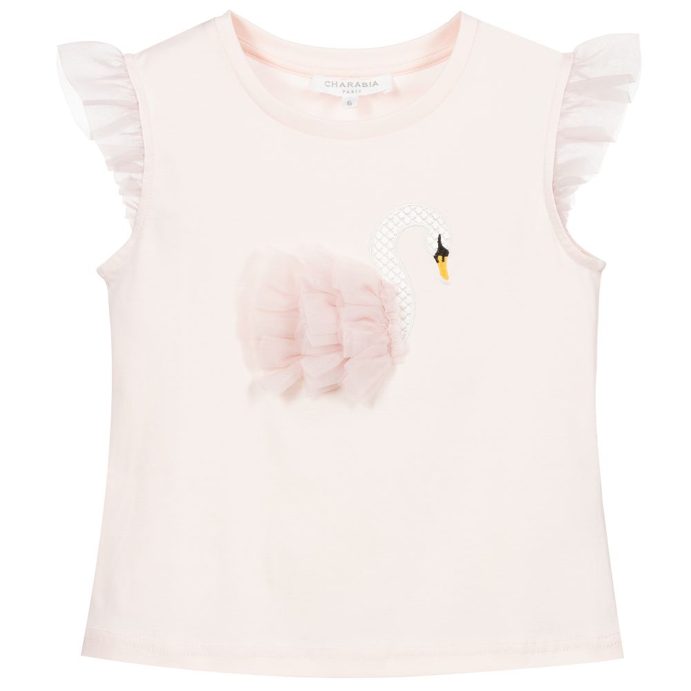 Charabia - Розовая хлопковая футболка для девочек | Childrensalon