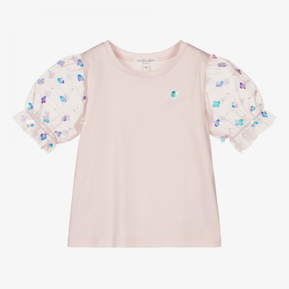 Charabia - Rosa Baumwoll-T-Shirt für Mädchen | Childrensalon